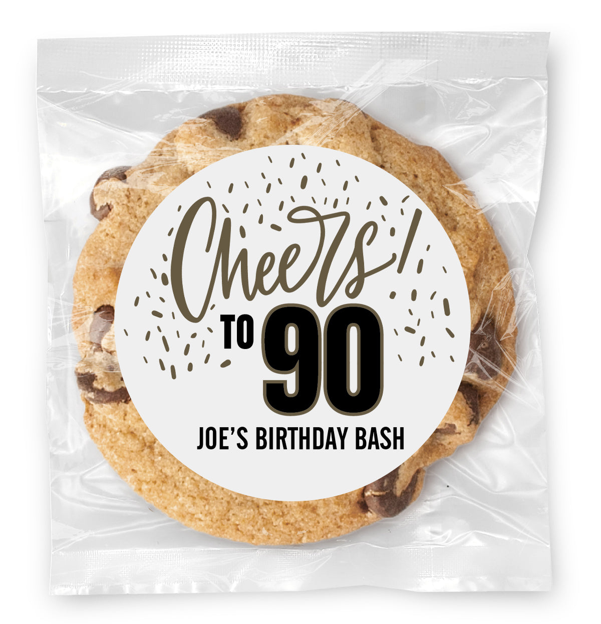 Cheers to you Confetti - 90 - Gourmet Chocolate Chip Or Variety Pack W/ Full Color Personalized Sticker
