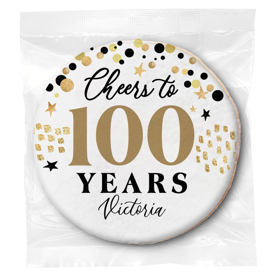 Cheers to "X" Years - 100 (any age) - Personalized Direct Print On Round Sugar Cookie