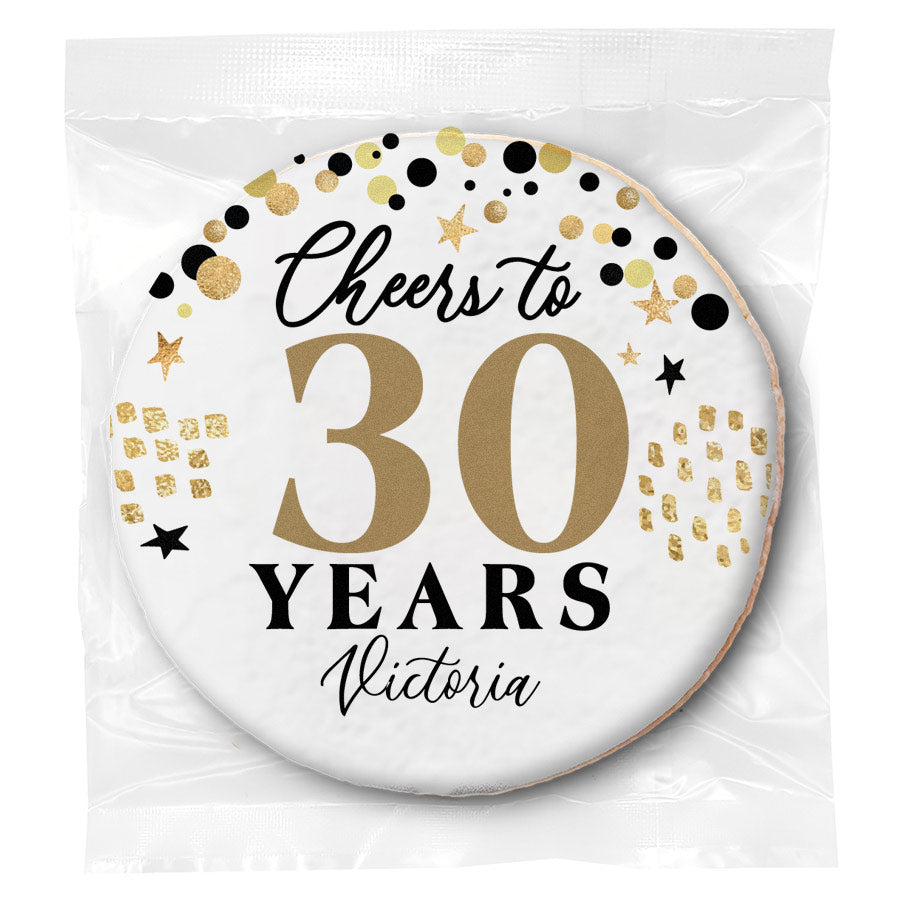 Cheers to "X" Years - 30 (any age) - Personalized Direct Print On Round Sugar Cookie