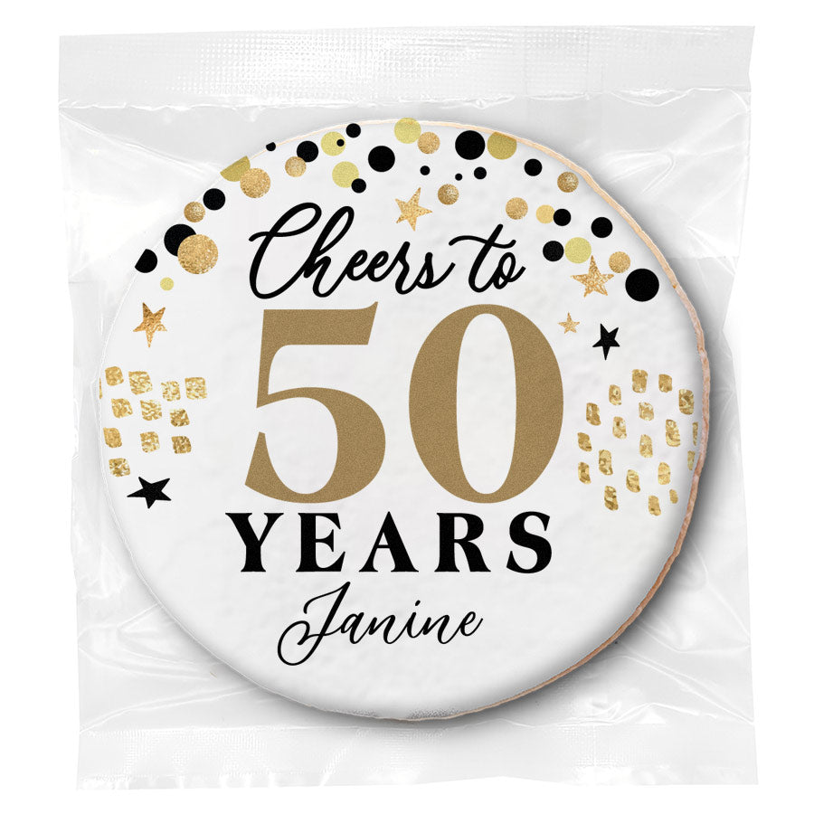 Birthday Cheers to "X" Years - 50 (any age) - Personalized Direct Print On Round Sugar Cookie