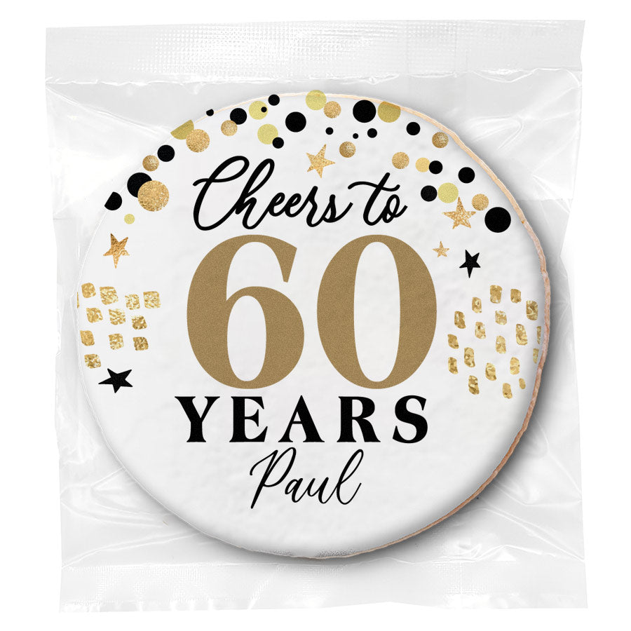 Cheers to "X" Years - 60 (any age) - Personalized Direct Print On Round Sugar Cookie