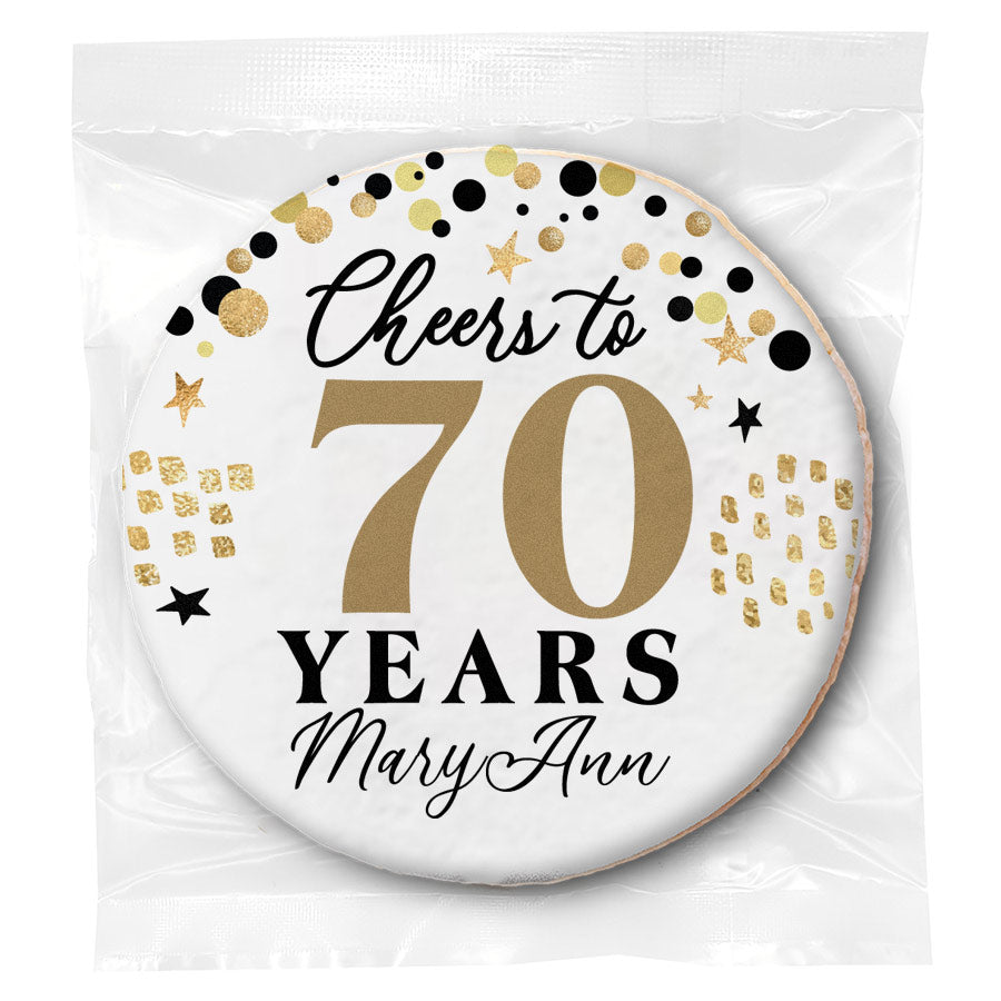 Cheers to "X" Years - 70 (any age) - Personalized Direct Print On Round Sugar Cookie