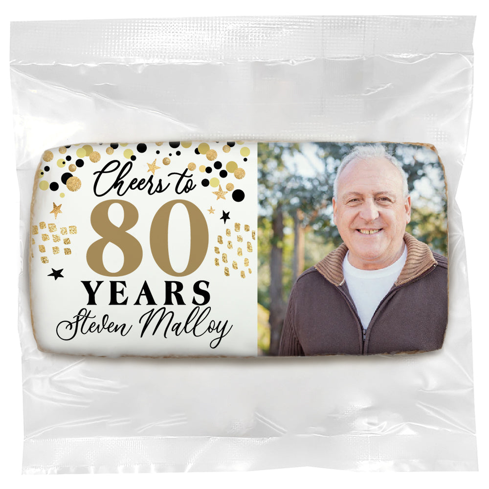 Milestone Cheers to 80 years Photo - Personalized Direct Print On Rectangle Sugar Cookie