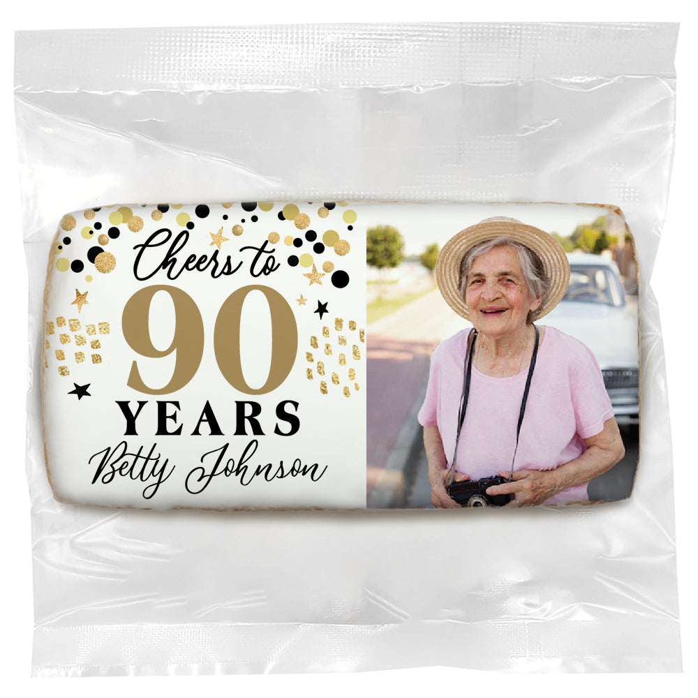 Milestone Cheers to 90 years Photo - Personalized Direct Print On Rectangle Sugar Cookie