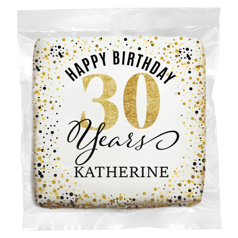 Happy Birthday Gold Age - 30 - Personalized Direct Print On Square Sugar Cookie