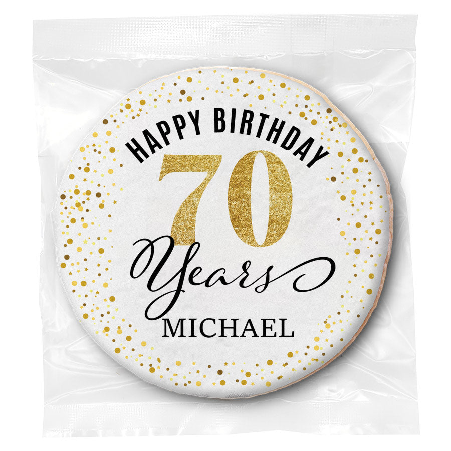 Happy Birthday Gold Age - 70 (any age) - Personalized Direct Print On Round Sugar Cookie