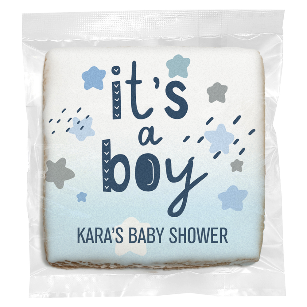 It's a Boy Stars Baby Shower - Personalized Direct Print on Square Sugar Cookies