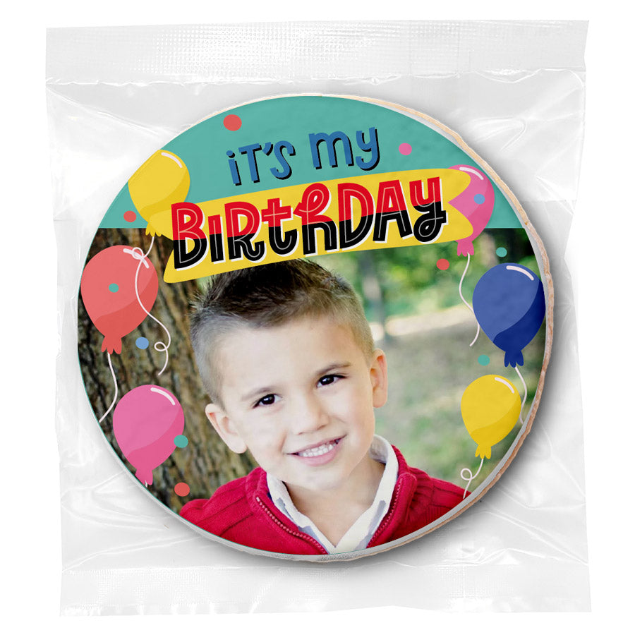 Personalized "It's my Birthday Photo Upload" Round Cookie Favor