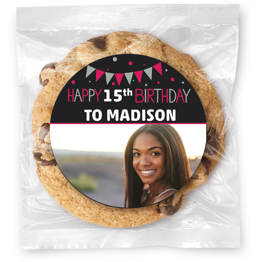 Birthday Banner Photo - Gourmet Chocolate Chip Or Variety Pack W/ Full Color Personalized Sticker