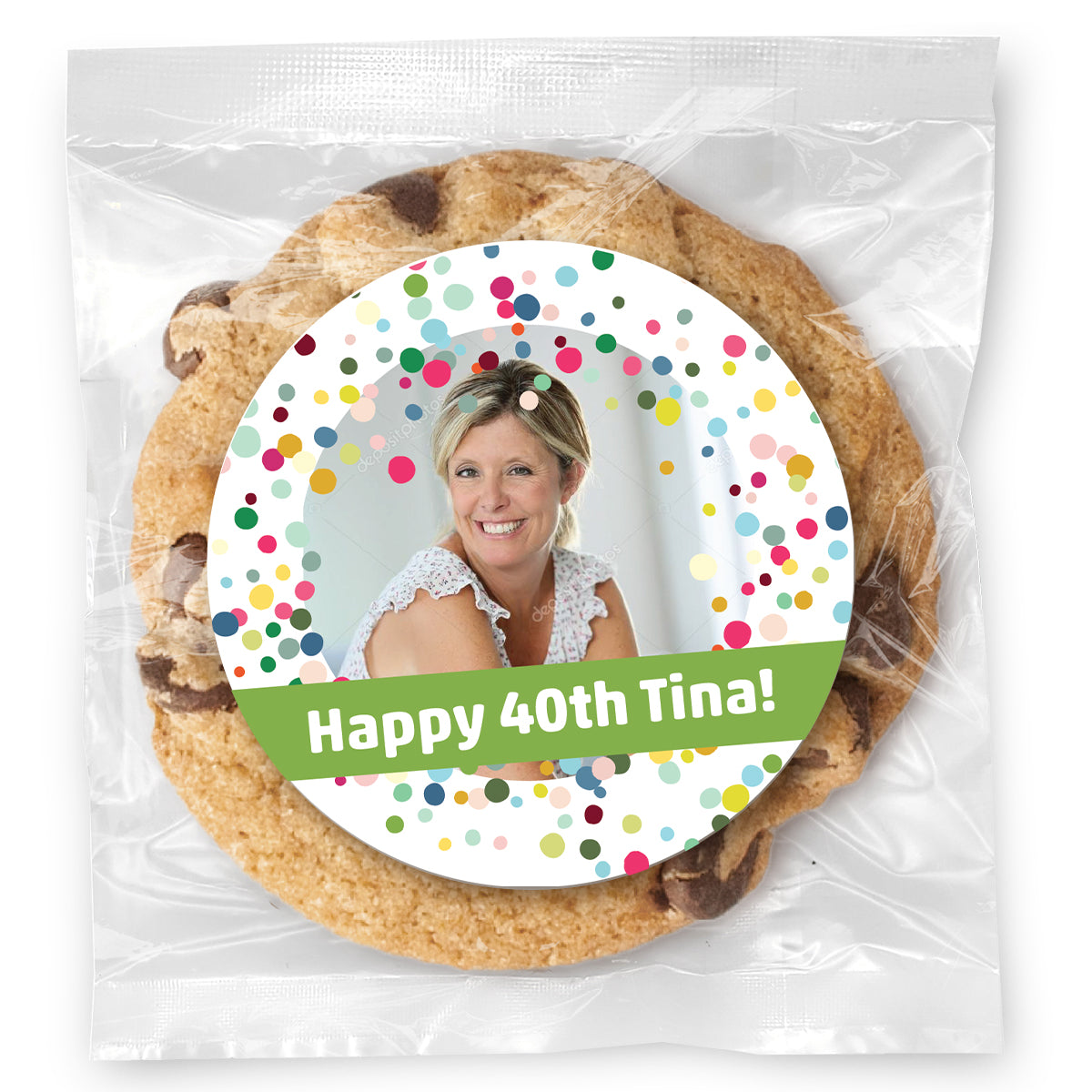 Birthday Confetti Photo - Gourmet Chocolate Chip Or Variety Pack W/ Full Color Personalized Sticker