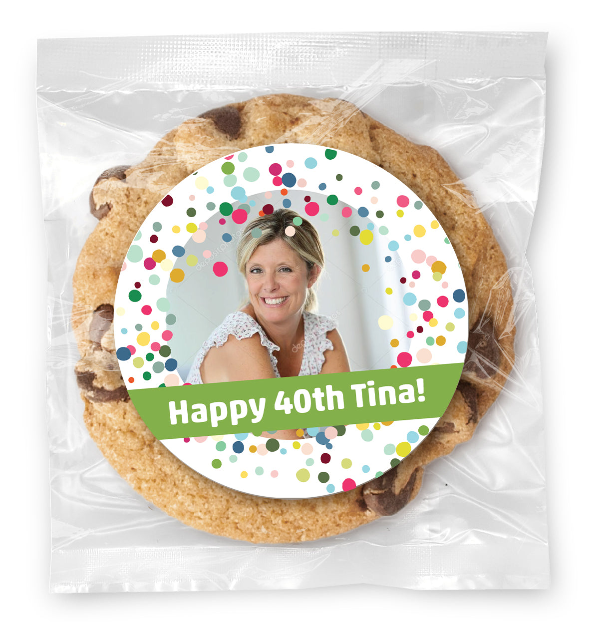 Birthday Confetti Photo - Gourmet Chocolate Chip Or Variety Pack W/ Full Color Personalized Sticker
