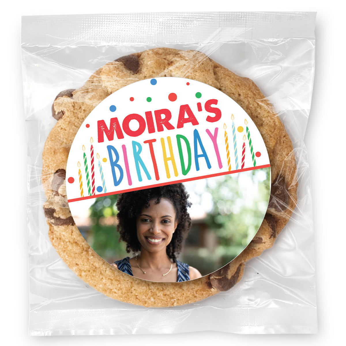 Colorful Candles Photo Upload - Gourmet Chocolate Chip Or Variety Pack W/ Full Color Personalized Sticker