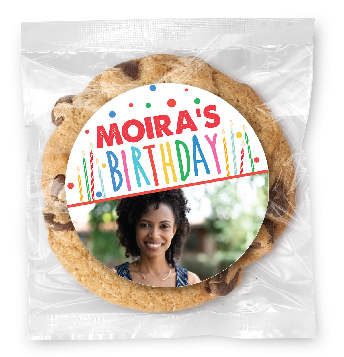 Colorful Candles Photo Upload - Gourmet Chocolate Chip Or Variety Pack W/ Full Color Personalized Sticker