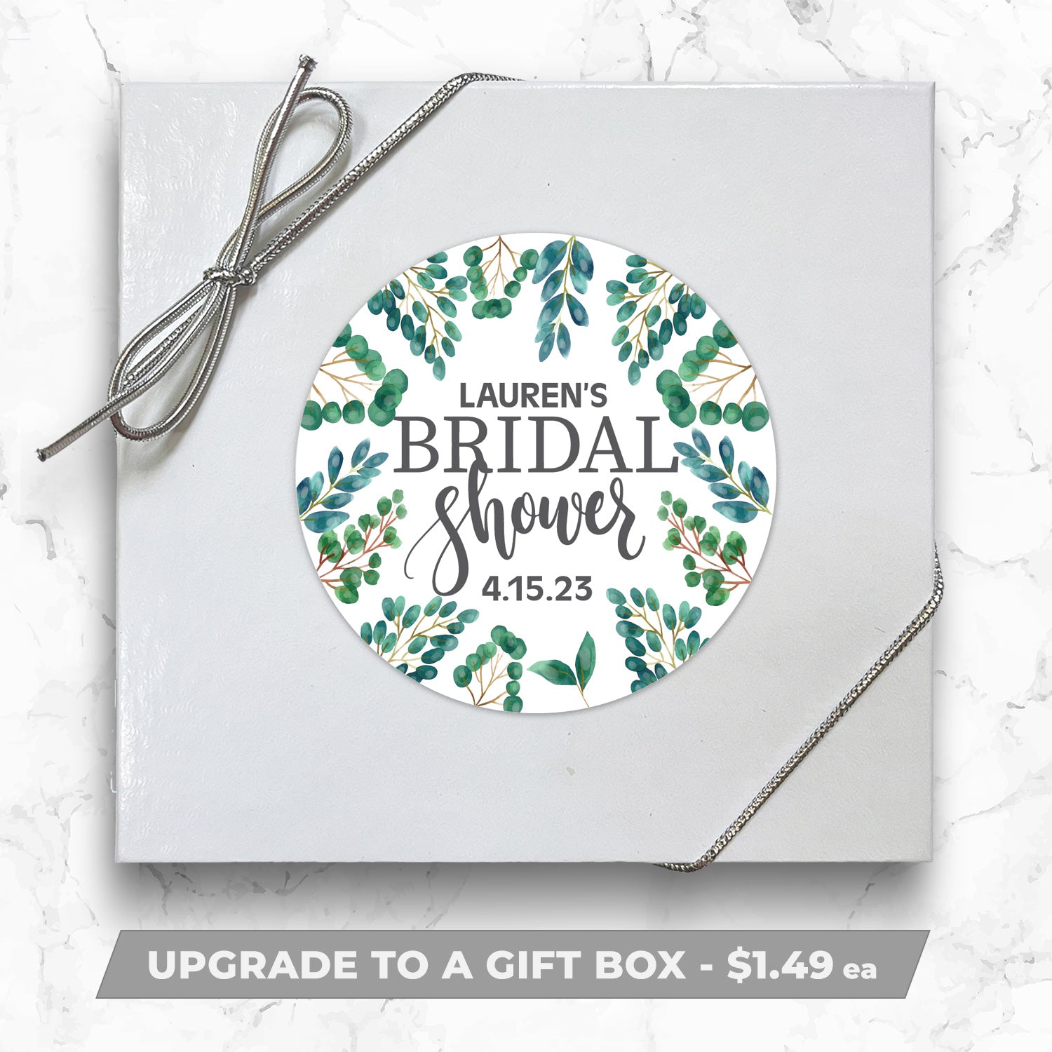 Greenery Bridal Shower - Personalized Direct Print on Square Sugar Cookies