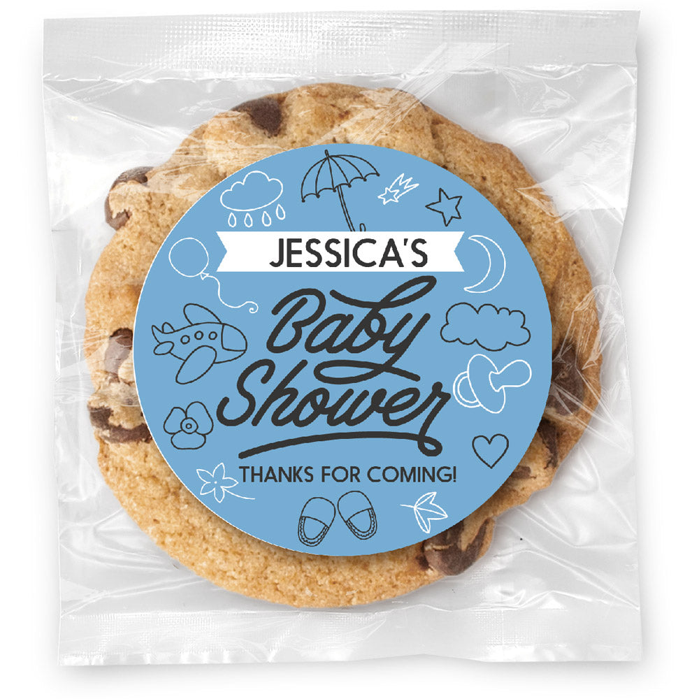 Baby Shower Icons (color options) - Gourmet Chocolate Chip Or Variety Pack W/ Full Color Personalized Sticker