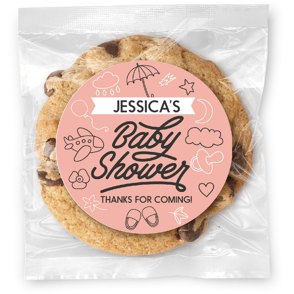 Baby Shower Icons (color options) - Gourmet Chocolate Chip Or Variety Pack W/ Full Color Personalized Sticker