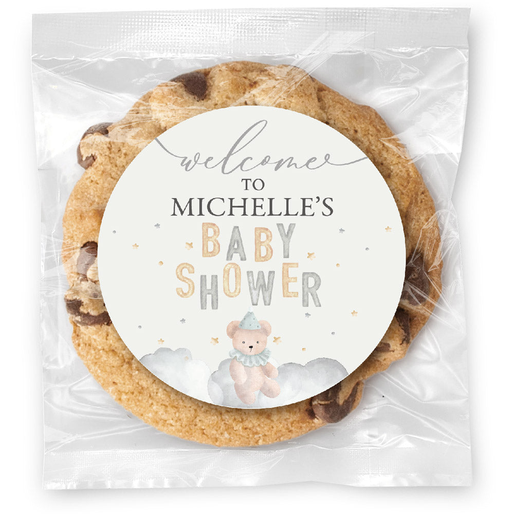 Bear Clouds Baby Shower - Gourmet Chocolate Chip Or Variety Pack W/ Full Color Personalized Sticker