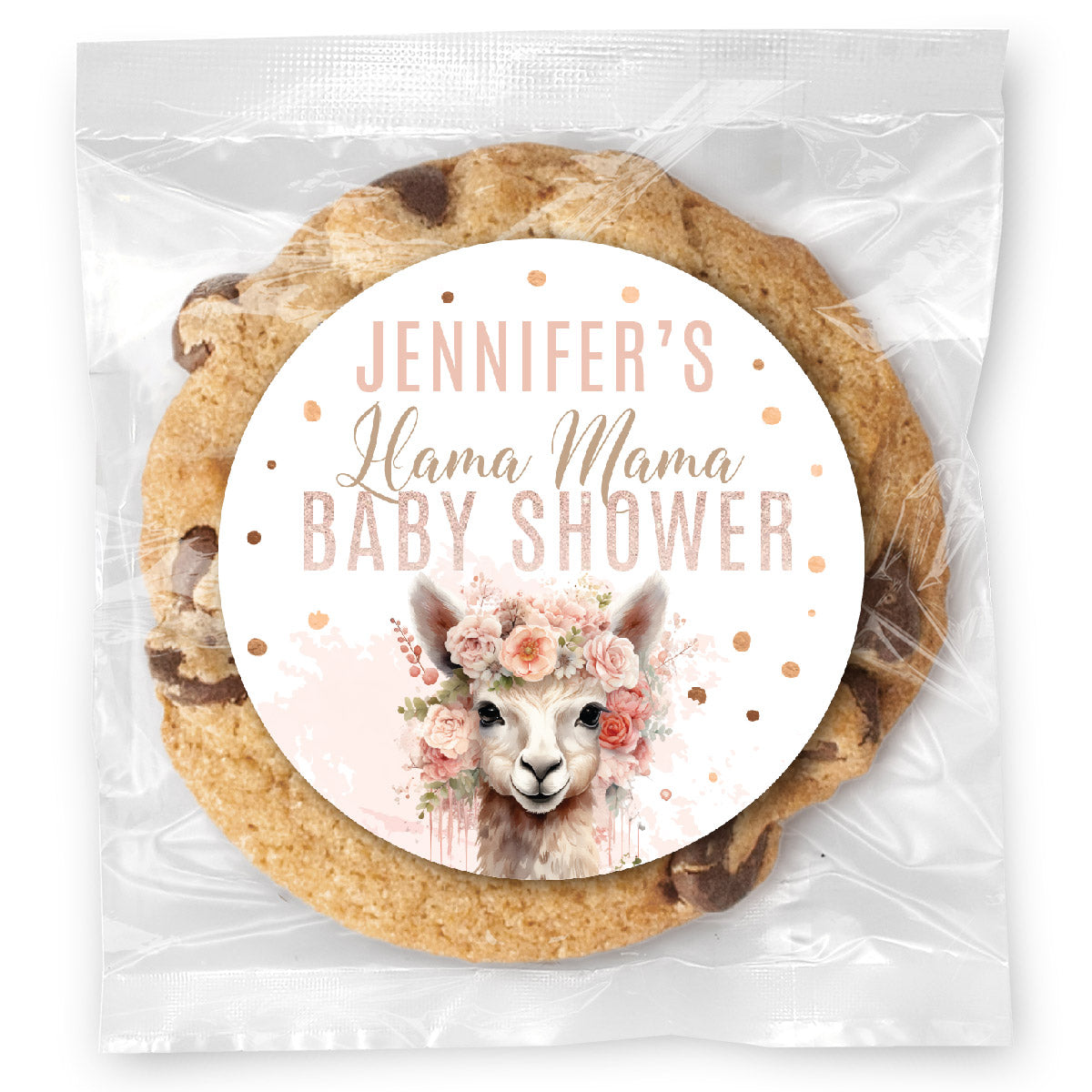 Llama Mama Baby Shower - Gourmet Chocolate Chip Or Variety Pack W/ Full Color Personalized Sticker