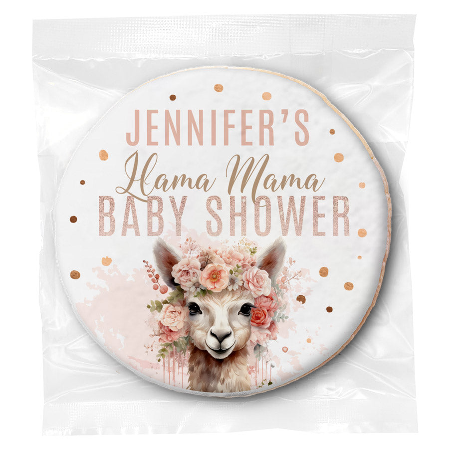 Llama Mama Baby Shower - Personalized Direct Print On Round Sugar Cookie