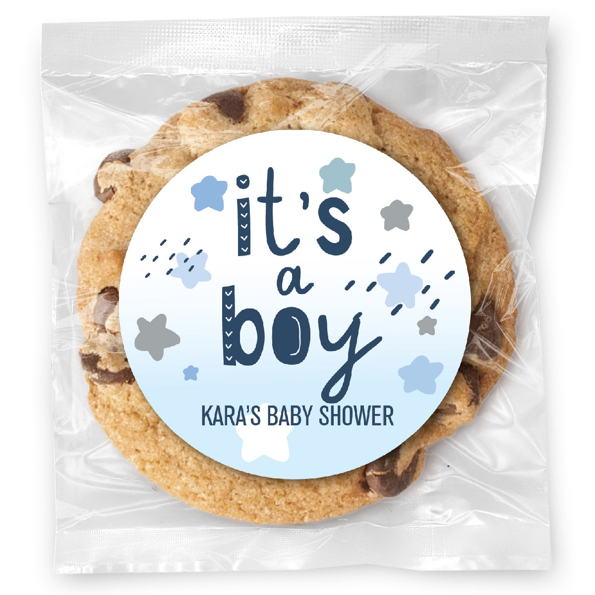 It's a Boy Stars - Gourmet Chocolate Chip Or Variety Pack W/ Full Color Personalized Sticker