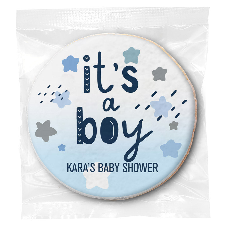 It's a Boy Stars - Personalized Direct Print On Round Sugar Cookie