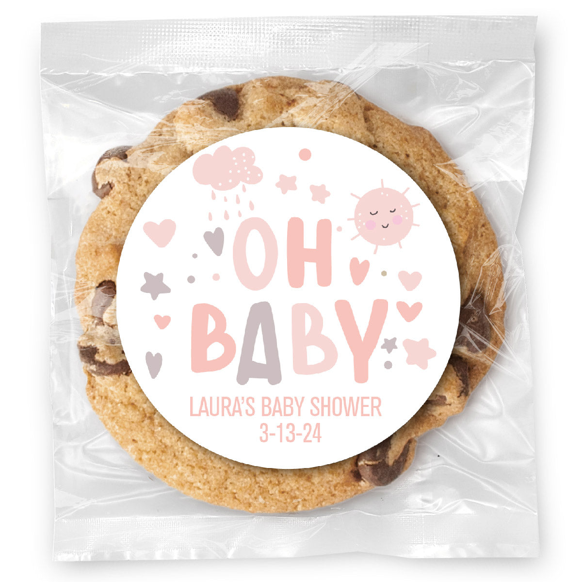 Clouds and Sun Girl - Large Heart - Gourmet Chocolate Chip Or Variety Pack W/ Full Color Personalized Sticker