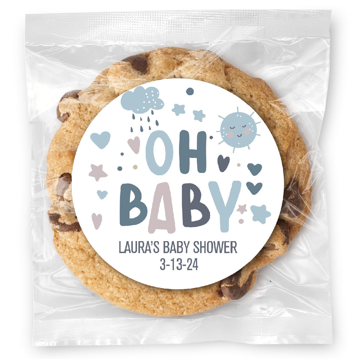 Clouds and Sun Boy - Gourmet Chocolate Chip Or Variety Pack W/ Full Color Personalized Sticker