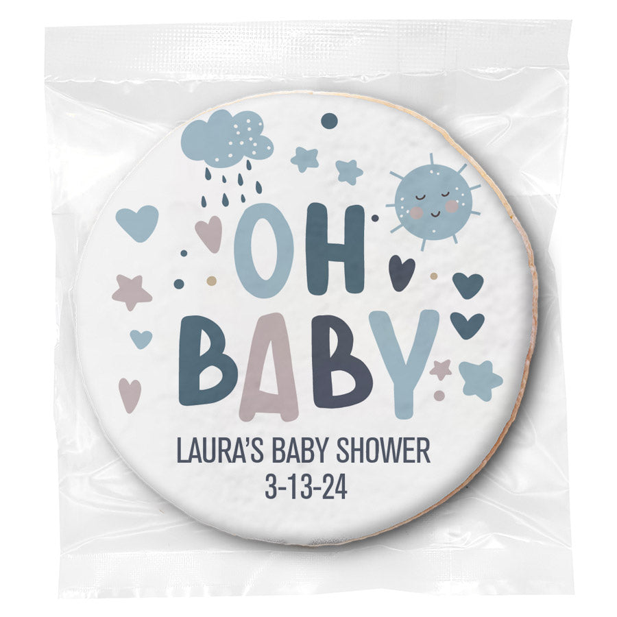 Clouds and Sun Boy - Personalized Direct Print On Round Sugar Cookie