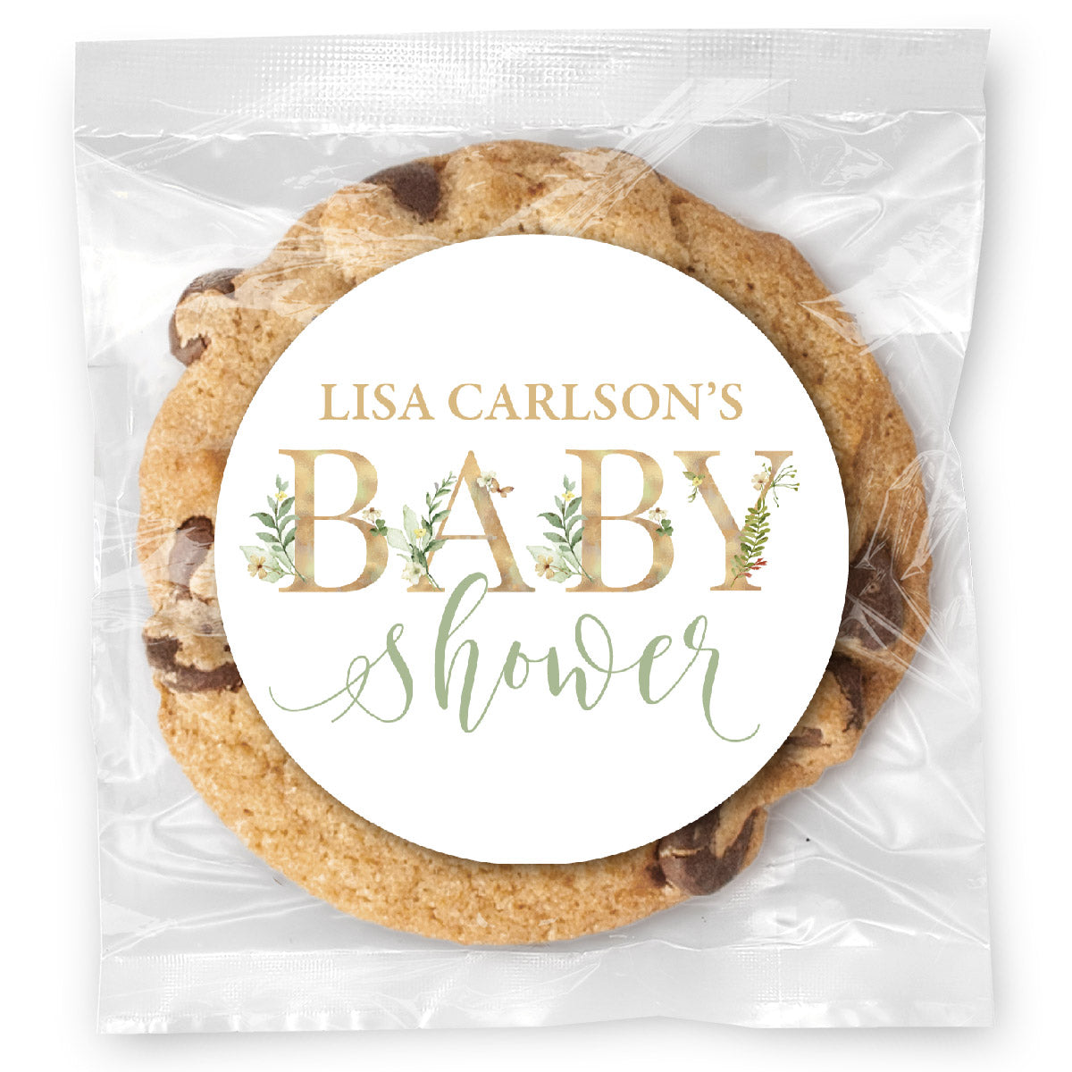 Muted Floral Letters - Gourmet Chocolate Chip Or Variety Pack W/ Full Color Personalized Sticker