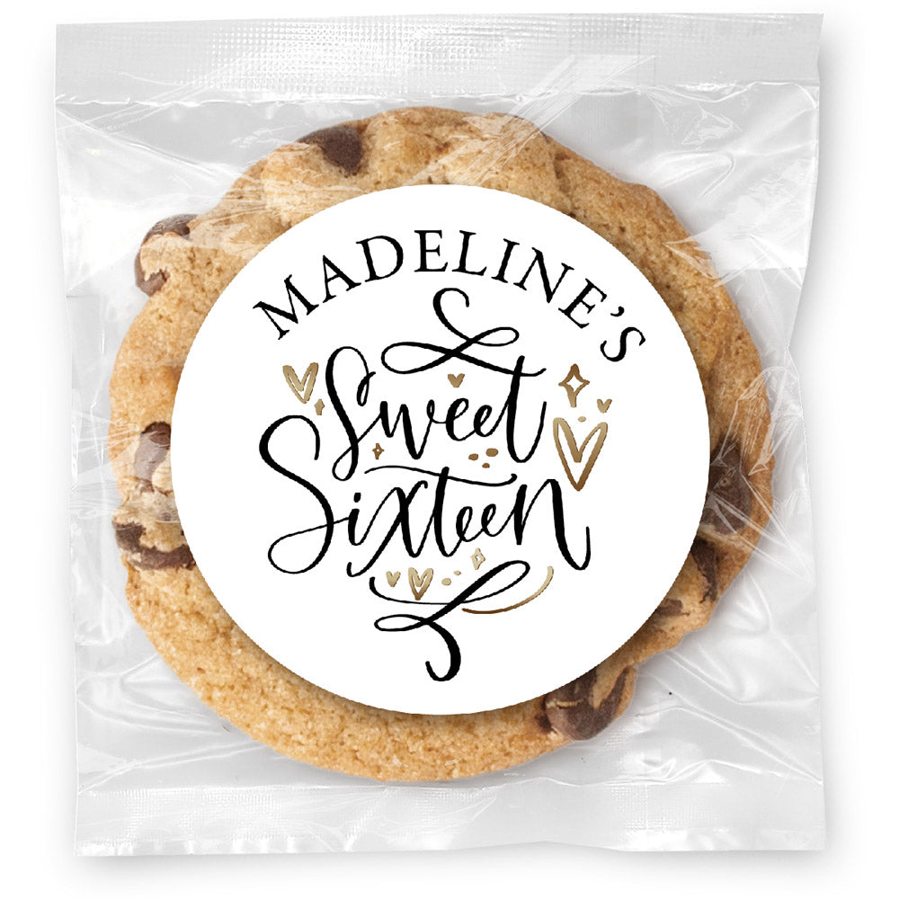 Sweet Sixteen Hearts - Gourmet Chocolate Chip Or Variety Pack W/ Full Color Personalized Sticker