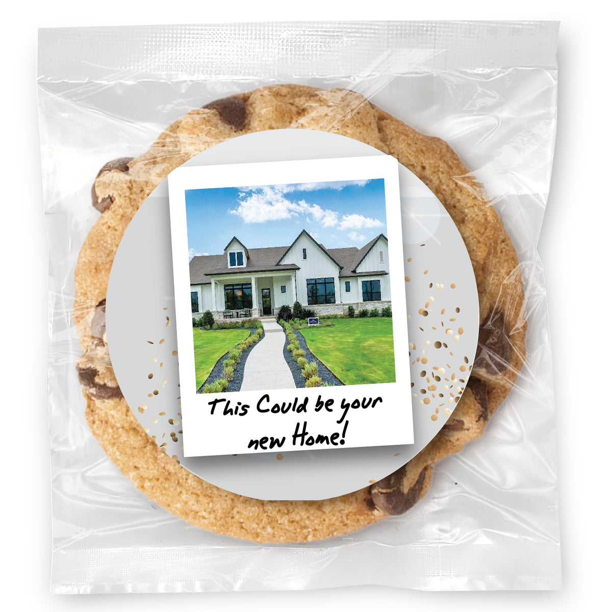 Polaroid Photo Real Estate & Message - Gourmet Chocolate Chip Or Variety Pack W/ Full Color Personalized Sticker