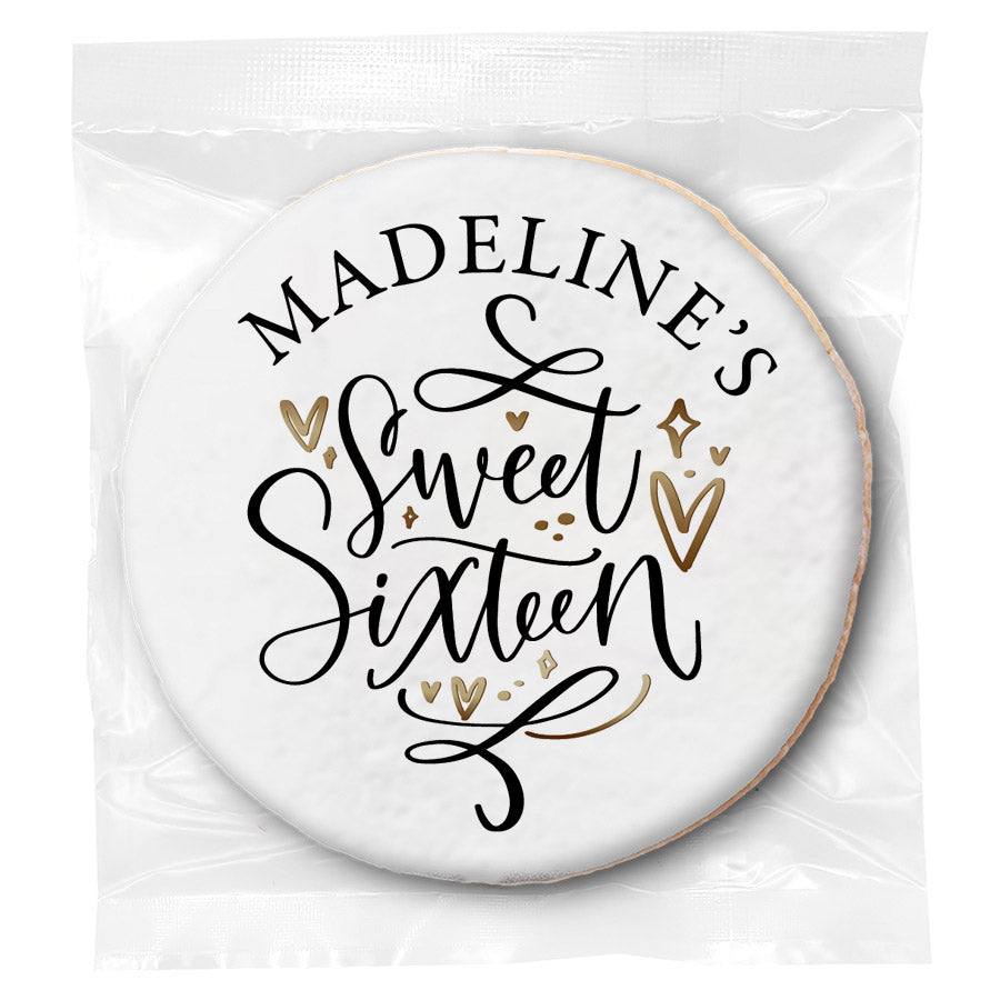 Sweet Sixteen Hearts - Personalized Direct Print On Round Sugar Cookie