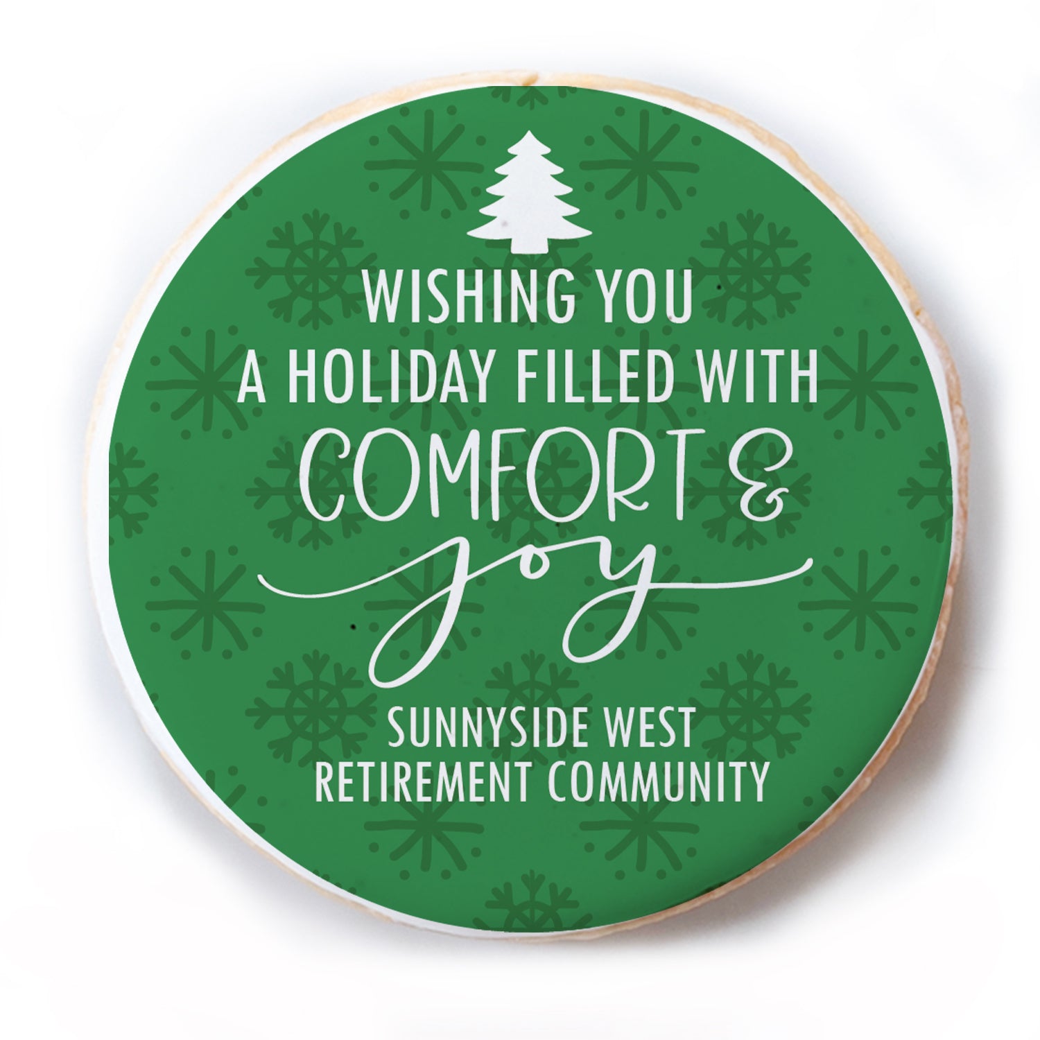 Comfort and Joy Snowflakes - Personalized Direct Print On Round Sugar Cookie