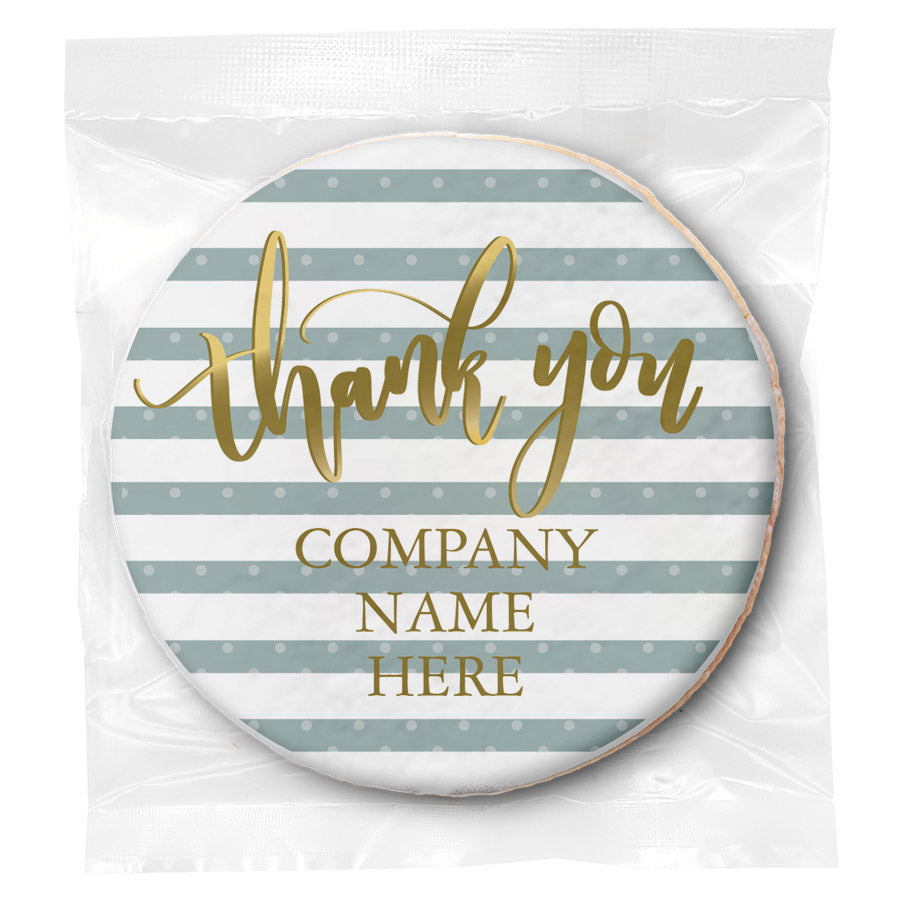 Thank You Gold Stripes - Personalized Direct Print On Round Sugar Cookie
