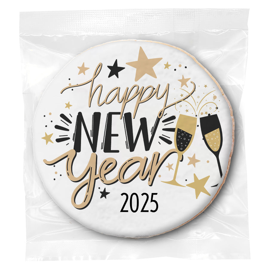 Happy New Year Cheer - Personalized Direct Print On Round Sugar Cookie