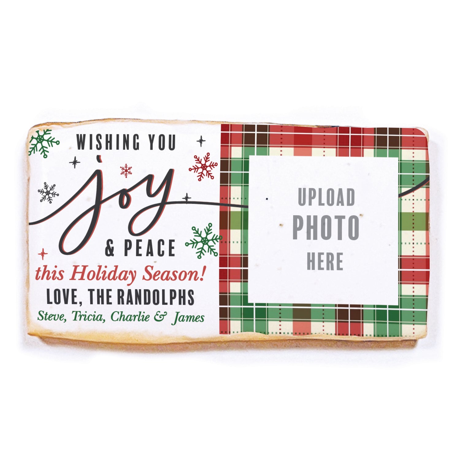Joy & Peace Photo - Personalized Direct Print On Rectangle Sugar Cookie