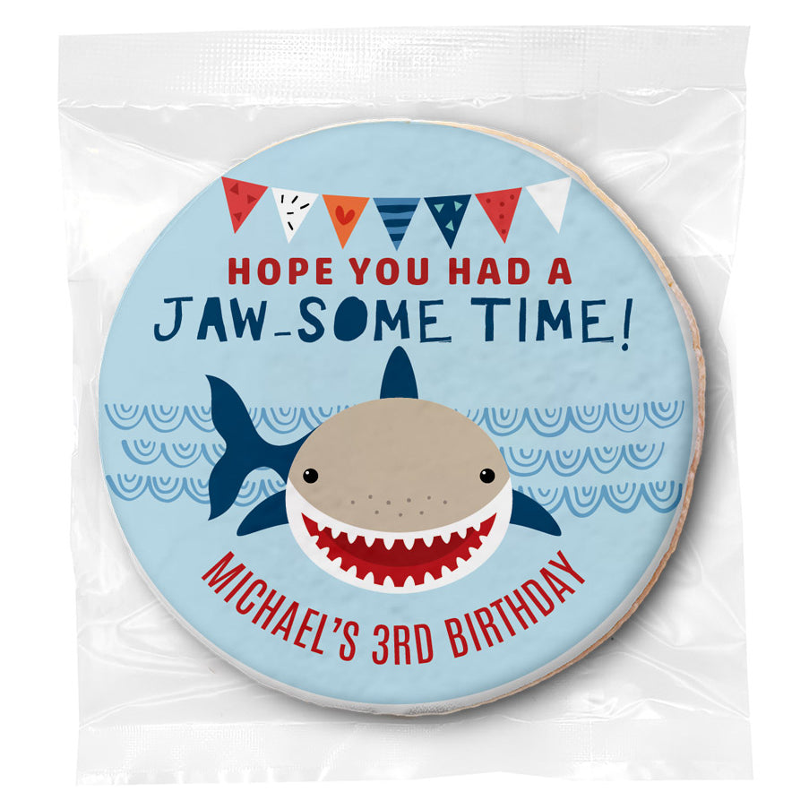 Shark Jawsome Birthday - Personalized Direct Print On Round Sugar Cookie