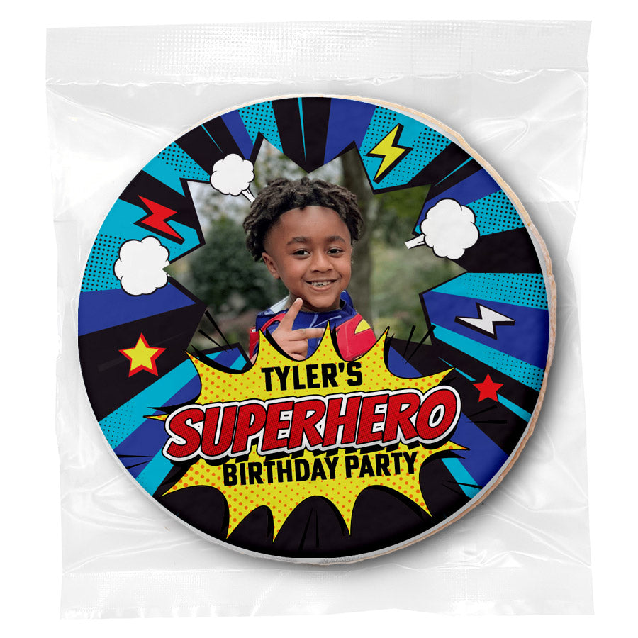 Superhero Birthday - Personalized Direct Print On Round Sugar Cookie