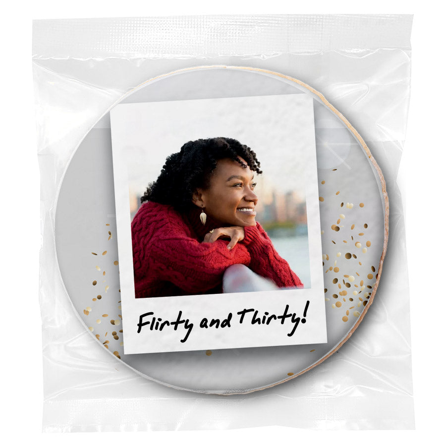 Upload your own Photo - Polaroid & Caption- Personalized Direct Print On Round Sugar Cookie