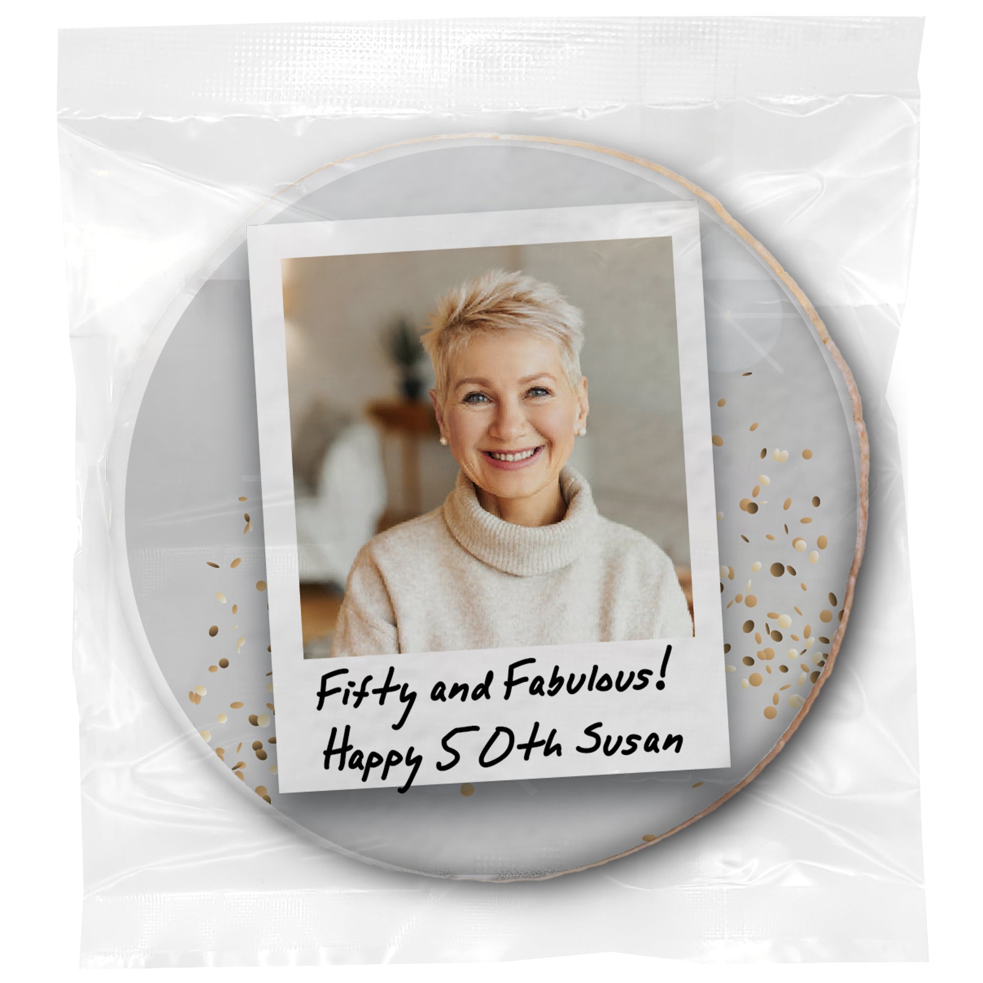 Upload your Own Photo - Polaroid & Caption- Personalized Direct Print On Round Sugar Cookie