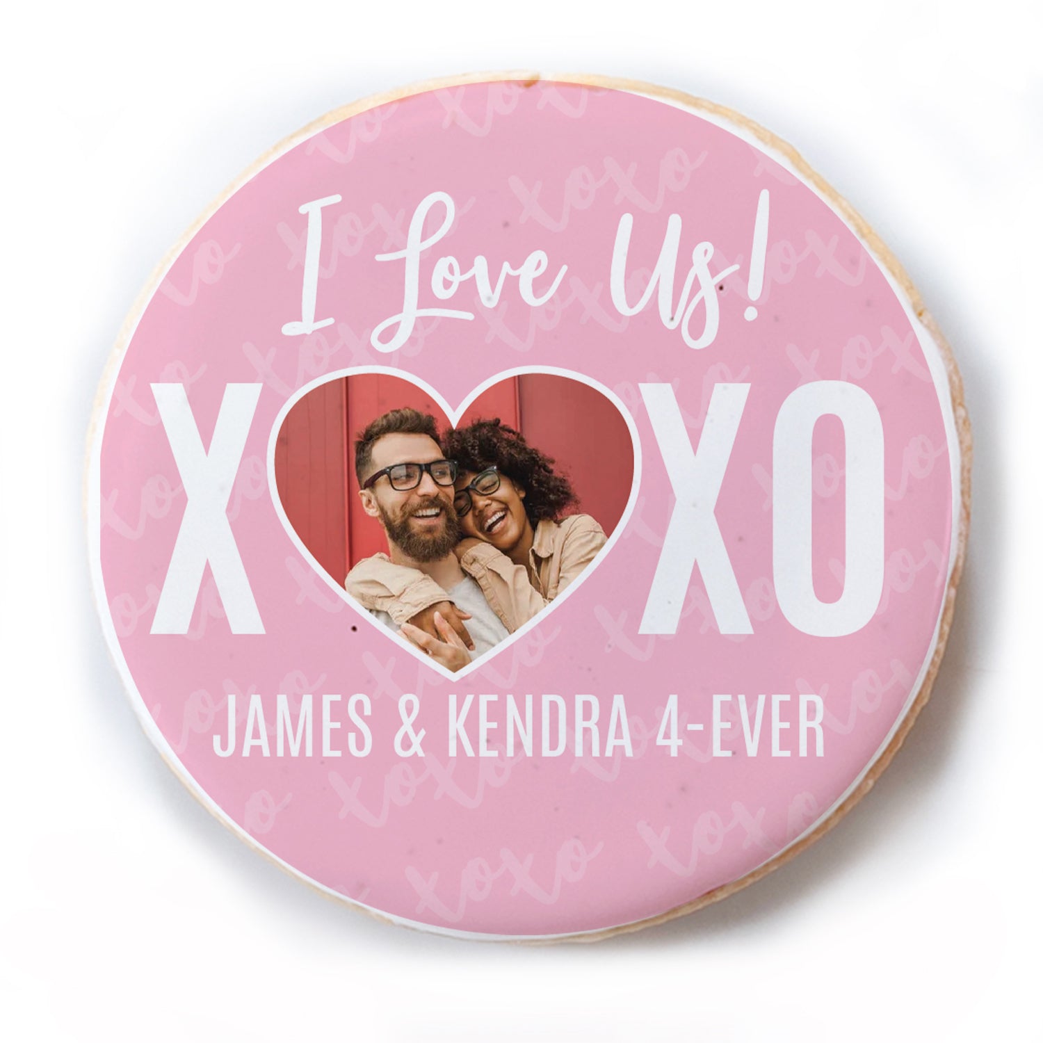 I Love Us XOXO Photo - Personalized Direct Print On Round Sugar Cookie