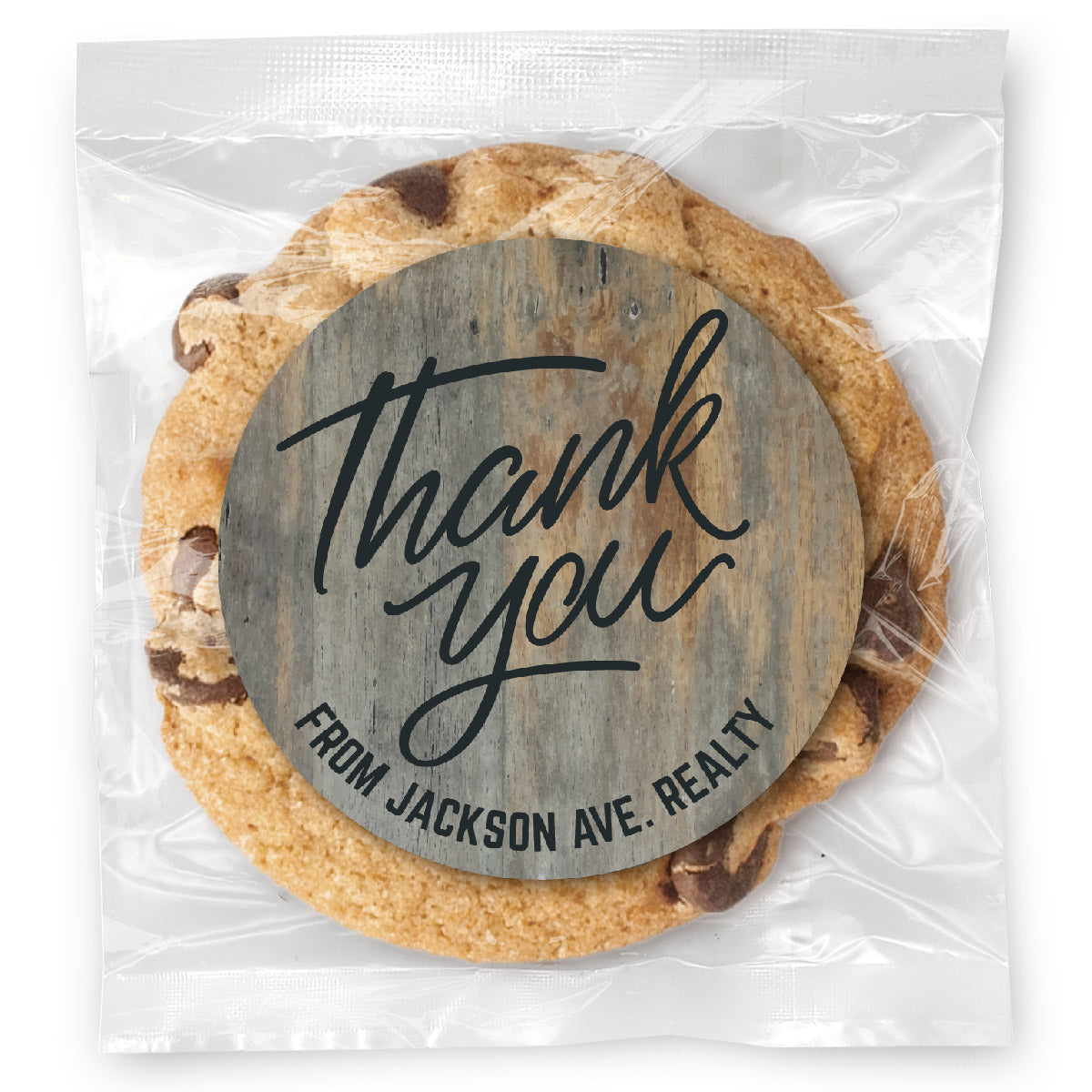 Rustic Simple Thank You - Gourmet Chocolate Chip Or Variety Pack W/ Full Color Personalized Sticker