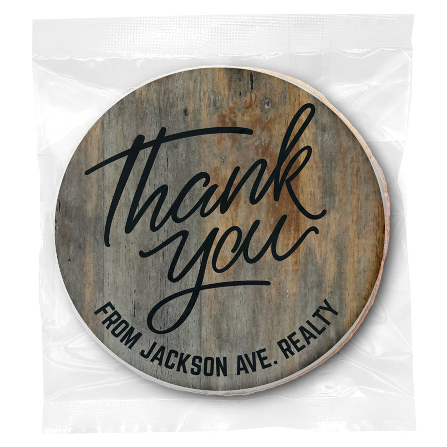 Rustic Simple Thank You - Personalized Direct Print On Round Sugar Cookie
