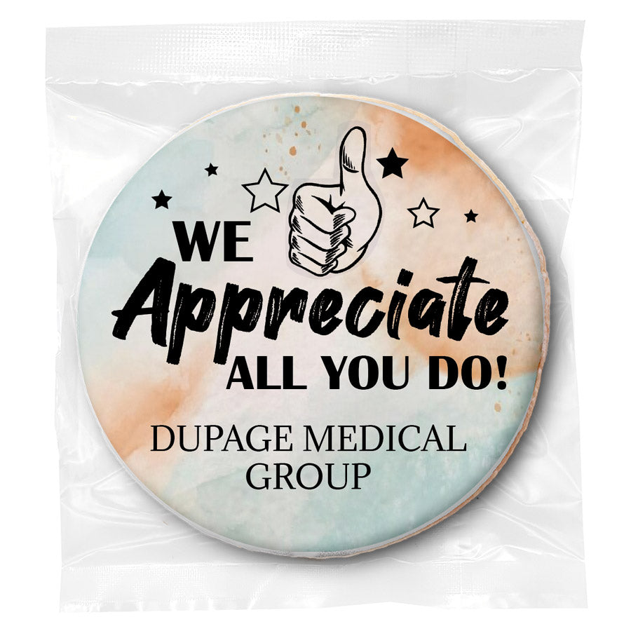 Appreciate Thumbs Up - Personalized Direct Print On Round Sugar Cookie