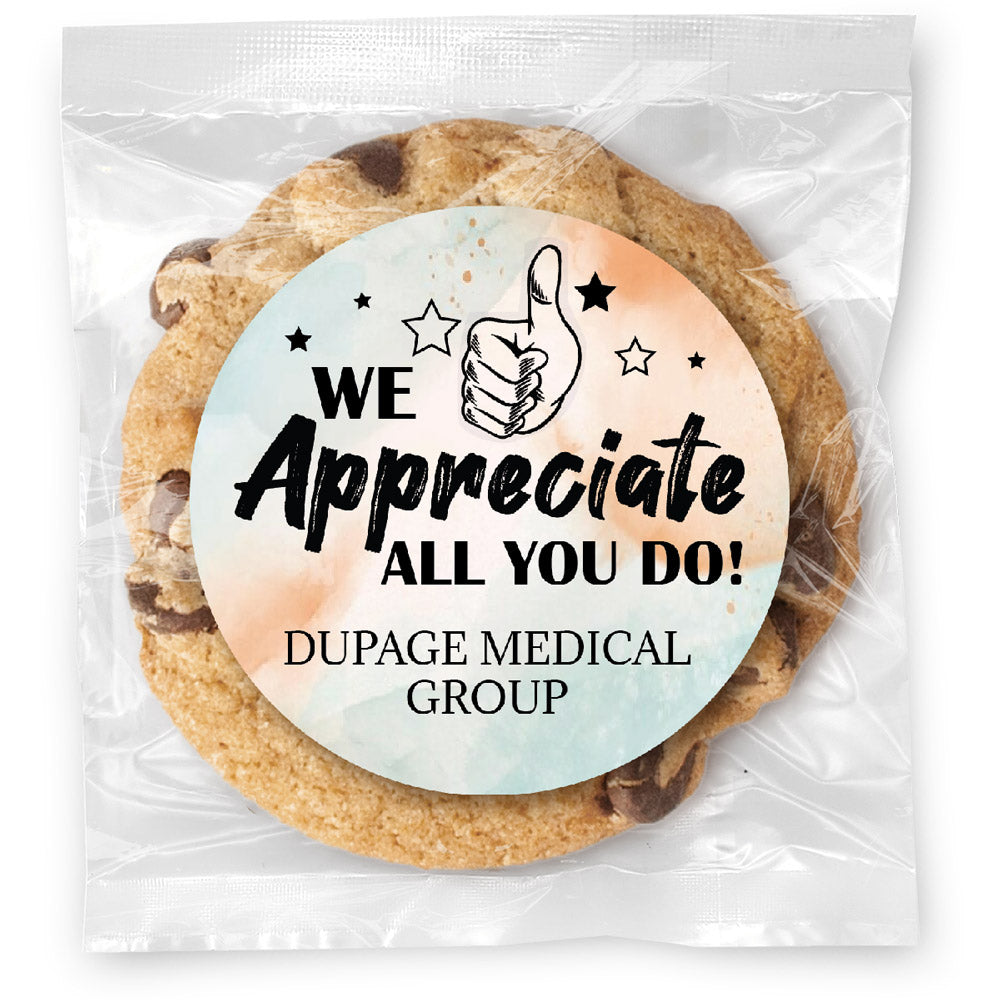 Appreciate Thumbs Up - Gourmet Chocolate Chip Or Variety Pack W/ Full Color Personalized Sticker