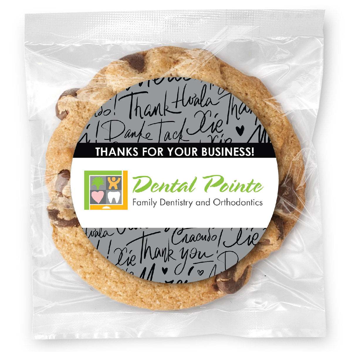 Thank you words logo upload - Gourmet Chocolate Chip Or Variety Pack W/ Full Color Personalized Sticker