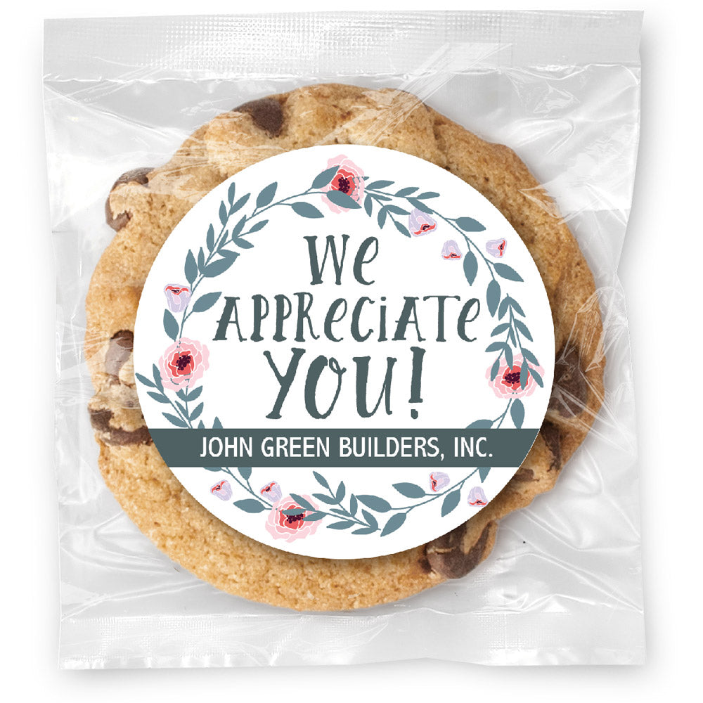 We appreciate You - Gourmet Chocolate Chip Or Variety Pack W/ Full Color Personalized Sticker
