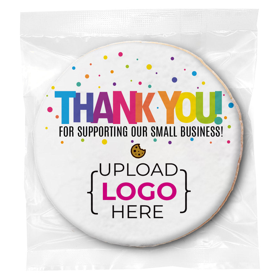 Colorful Thank You Logo Upload - Personalized Direct Print On Round Sugar Cookie