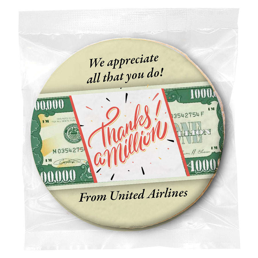 Thanks a Million Message - Personalized Direct Print On Round Sugar Cookie