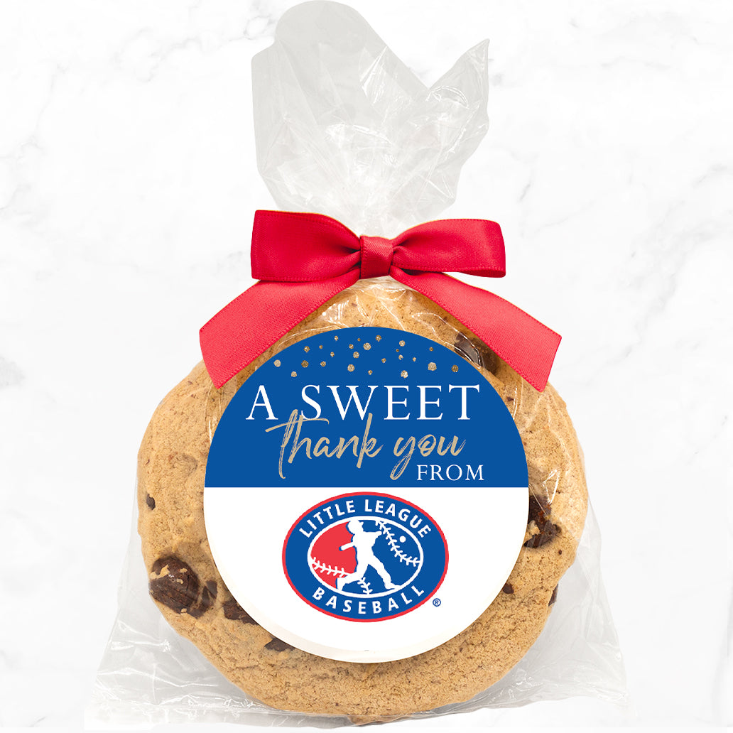 A Sweet Thank You from Logo Upload (Any color)- Gourmet Chocolate Chip Or Variety Pack W/ Full Color Personalized Sticker w/ Gift Bag & Matching Bow